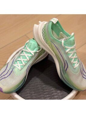 Li-Ning Feidian 3 Elite Carbon Plate Racing Shoes Mens 8 Light Green Purple